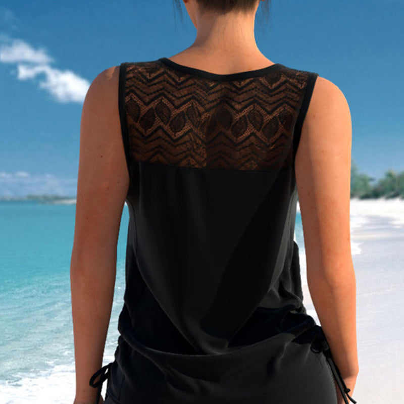 Tovienne - Women's Two-Piece V-Neck Geometric Print Shorts Tankini