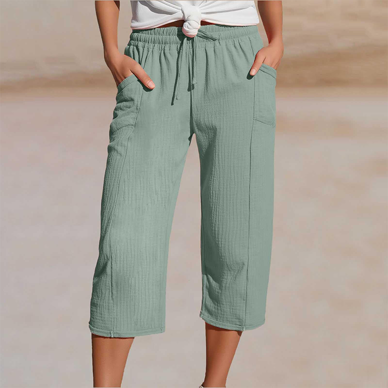 Olivyra - Women's Lightweight Breathable Cotton and Linen Cropped Pants
