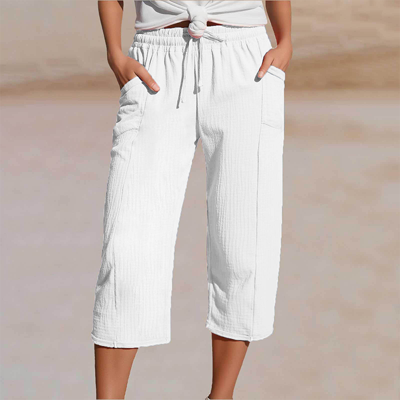 Olivyra - Women's Lightweight Breathable Cotton and Linen Cropped Pants