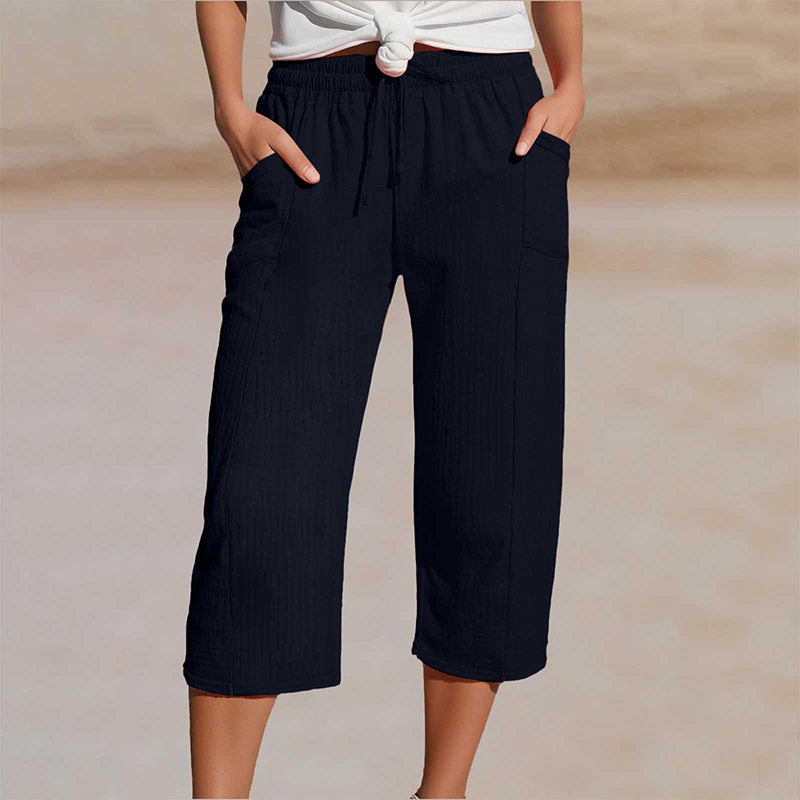Olivyra - Women's Lightweight Breathable Cotton and Linen Cropped Pants