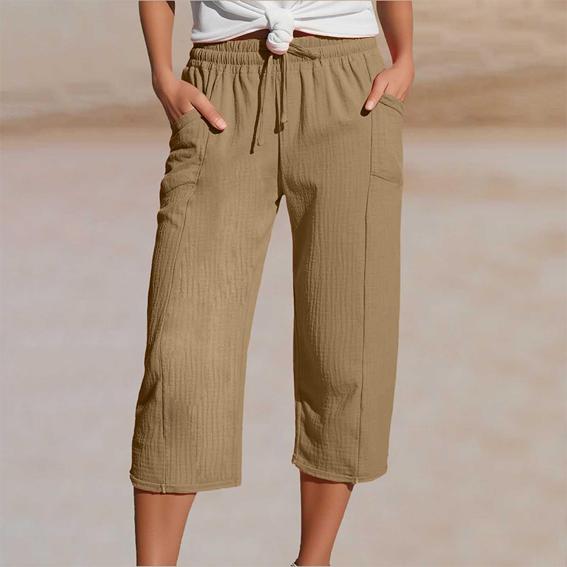 Olivyra - Women's Lightweight Breathable Cotton and Linen Cropped Pants