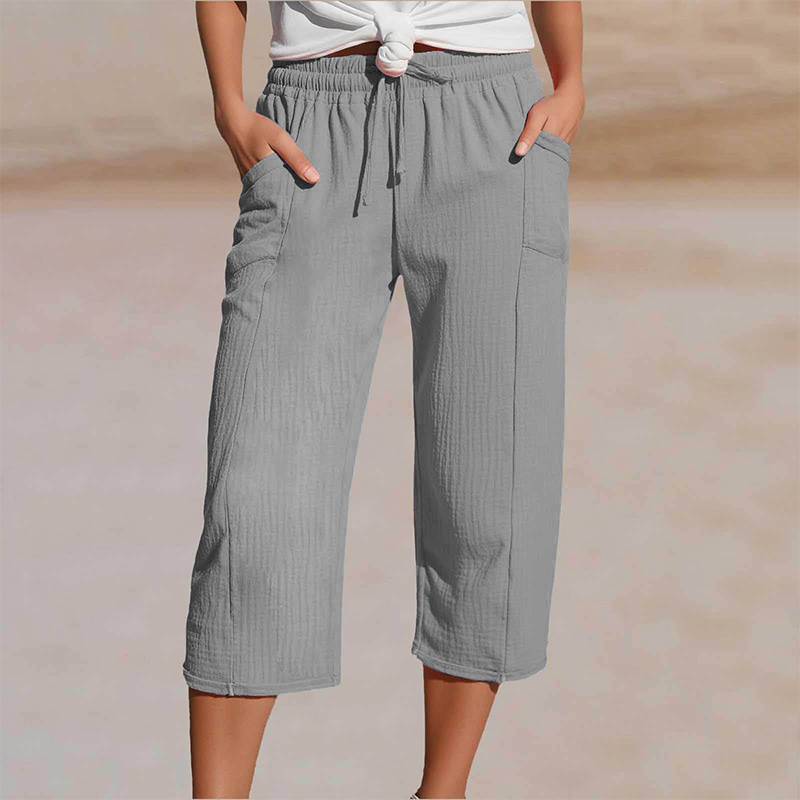 Olivyra - Women's Lightweight Breathable Cotton and Linen Cropped Pants