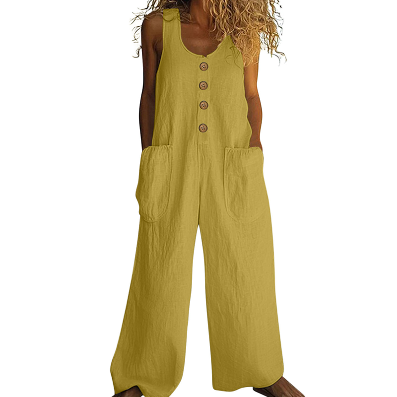 Beloria - Women's Sleeveless Wide-Leg Jumpsuit with Pockets