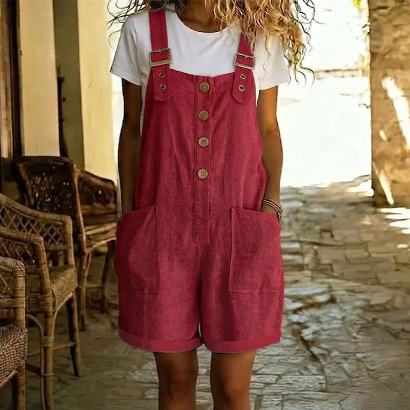 Quesselle - Women's Retro Jumpsuit with Adjustable Straps and Pockets