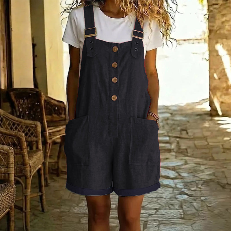 Quesselle - Women's Retro Jumpsuit with Adjustable Straps and Pockets