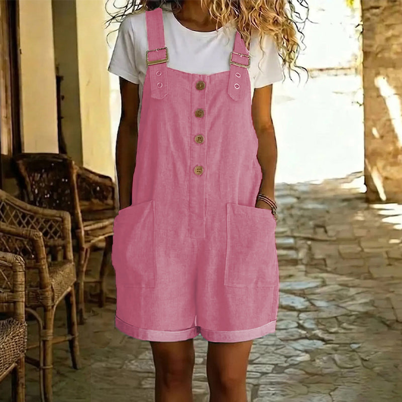 Quesselle - Women's Retro Jumpsuit with Adjustable Straps and Pockets