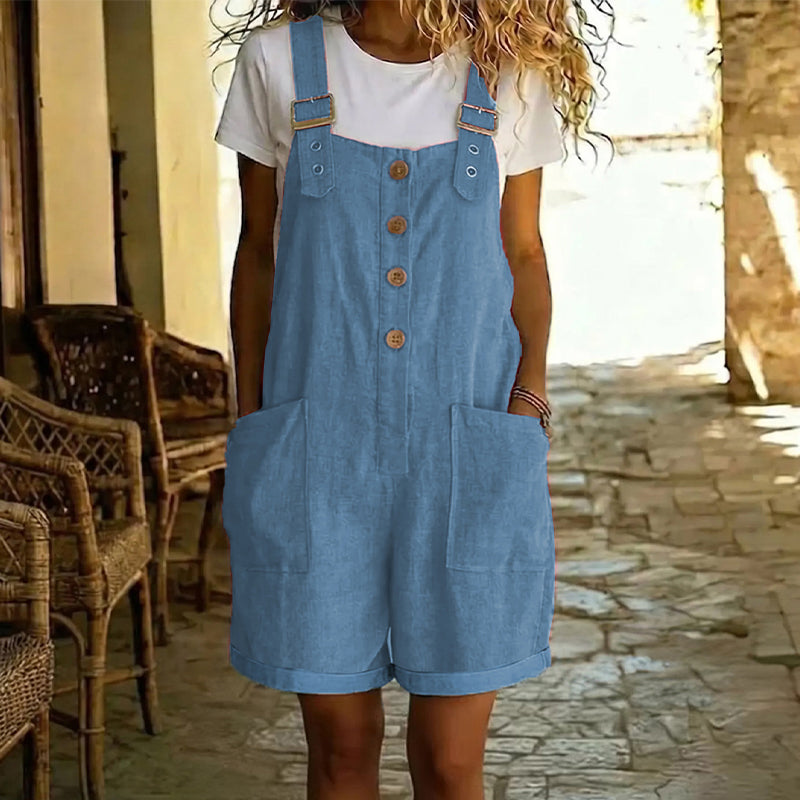 Quesselle - Women's Retro Jumpsuit with Adjustable Straps and Pockets