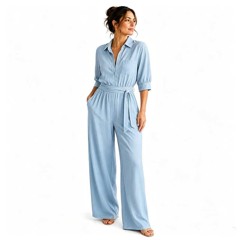 Cassiène - Combinaison femme chemise avec pantalon large