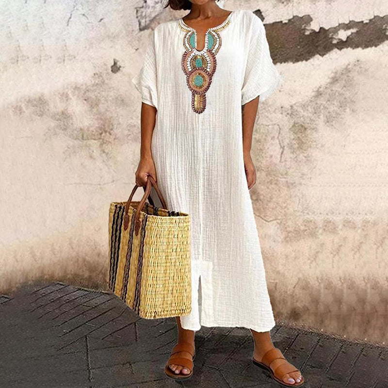 Isoria - Robe maxi femme brodée style bohème