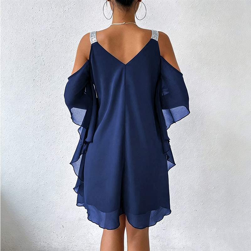 Safielle - Robe femme épaules dénudées avec bretelles brillantes