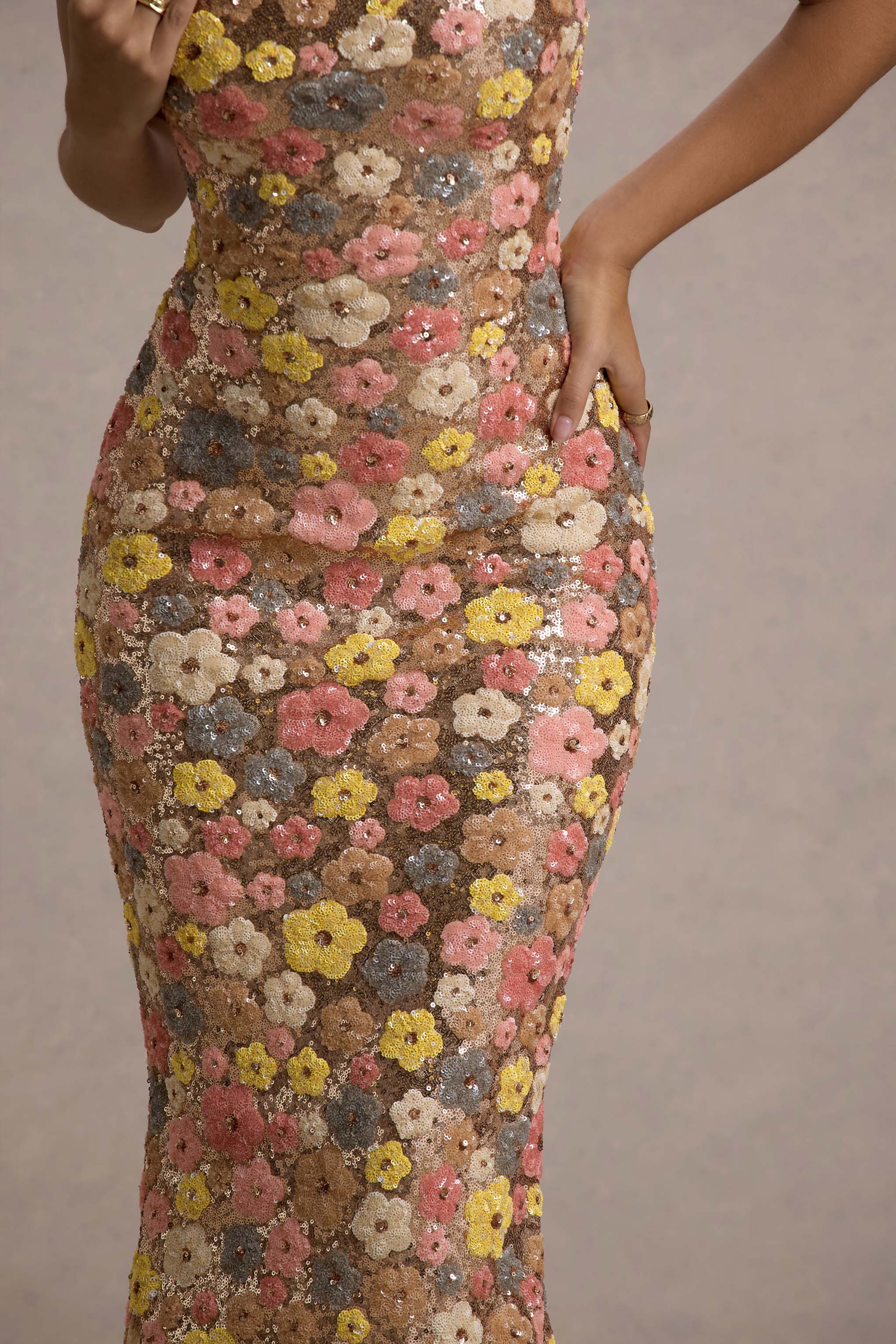 Lunovelle - Women's Elegant Floral Long Dress with Thin Straps