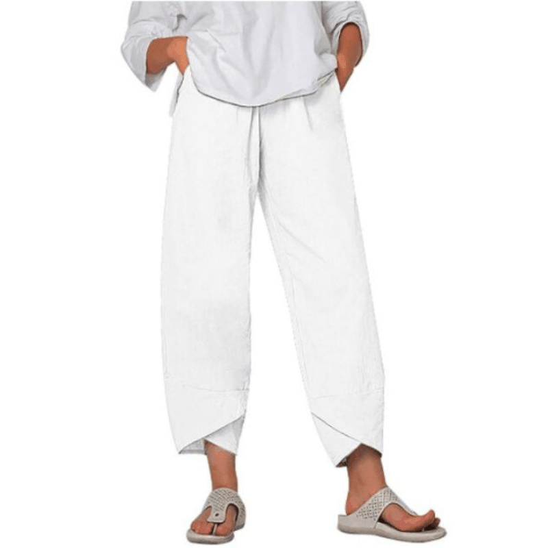 Belythia - Women's Vintage Asymmetrical High-Waisted Flowy Trousers with Pockets